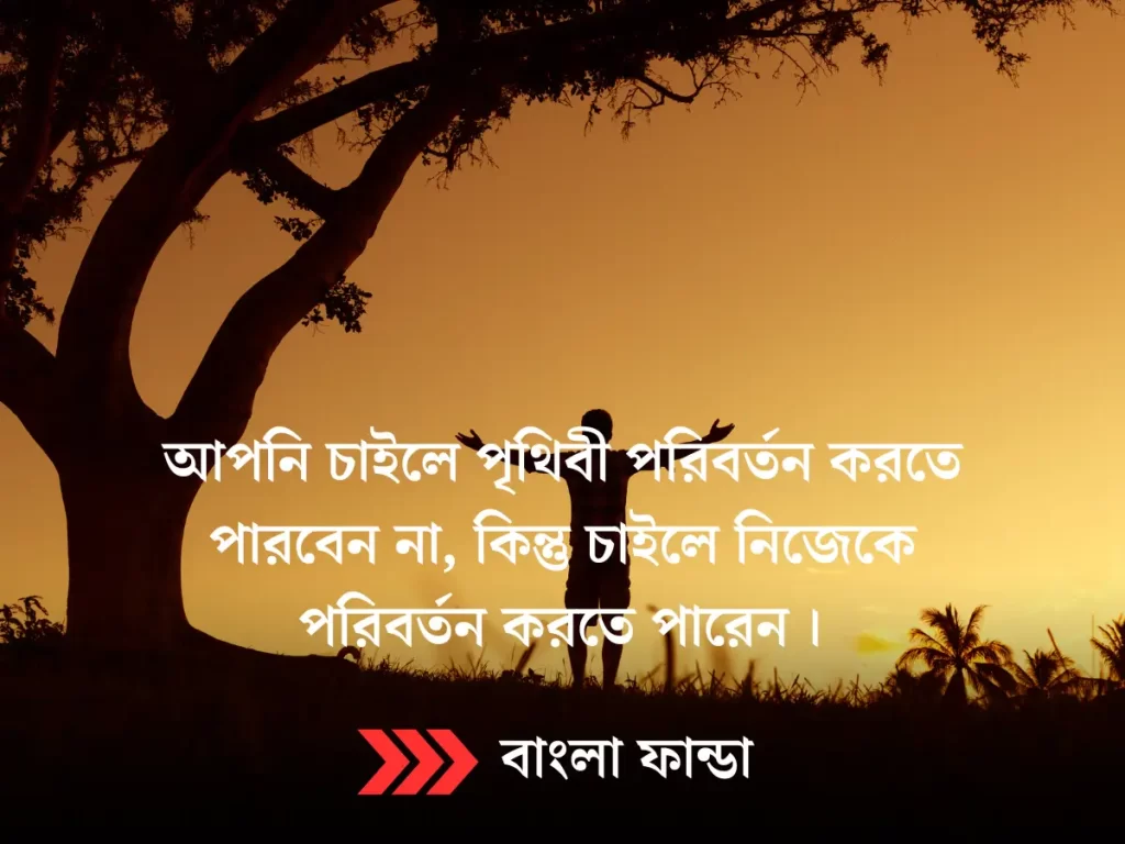 আপনি চাইলে পৃথিবী পরিবর্তন করতে পারবেন না, কিন্তু চাইলে নিজেকে পরিবর্তন করতে পারেন ।